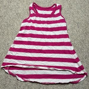 Star Ride Racer Back Pink & White Stripes Tee